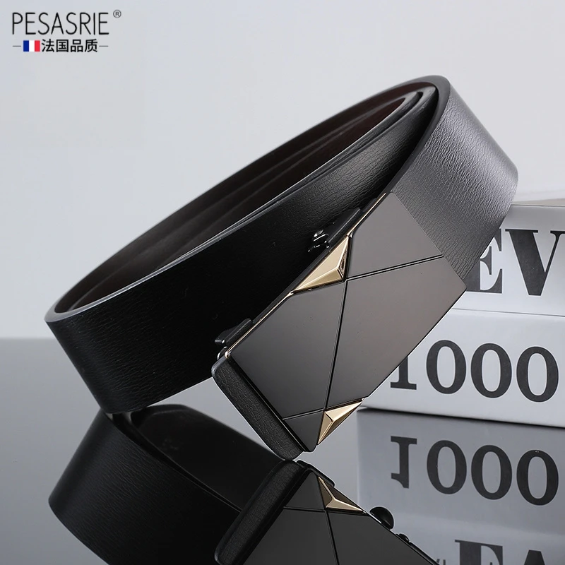 新款皮带男真皮时尚无牙自动扣商务休闲腰带男牛皮奢侈品高档礼物