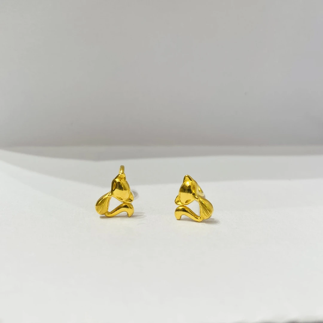 黄金足金999阿狸可爱耳钉耳饰时尚