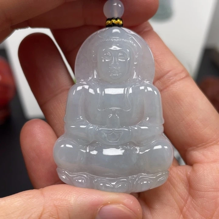 翡翠未镶嵌颈饰天然缅甸翡翠A货观音27号