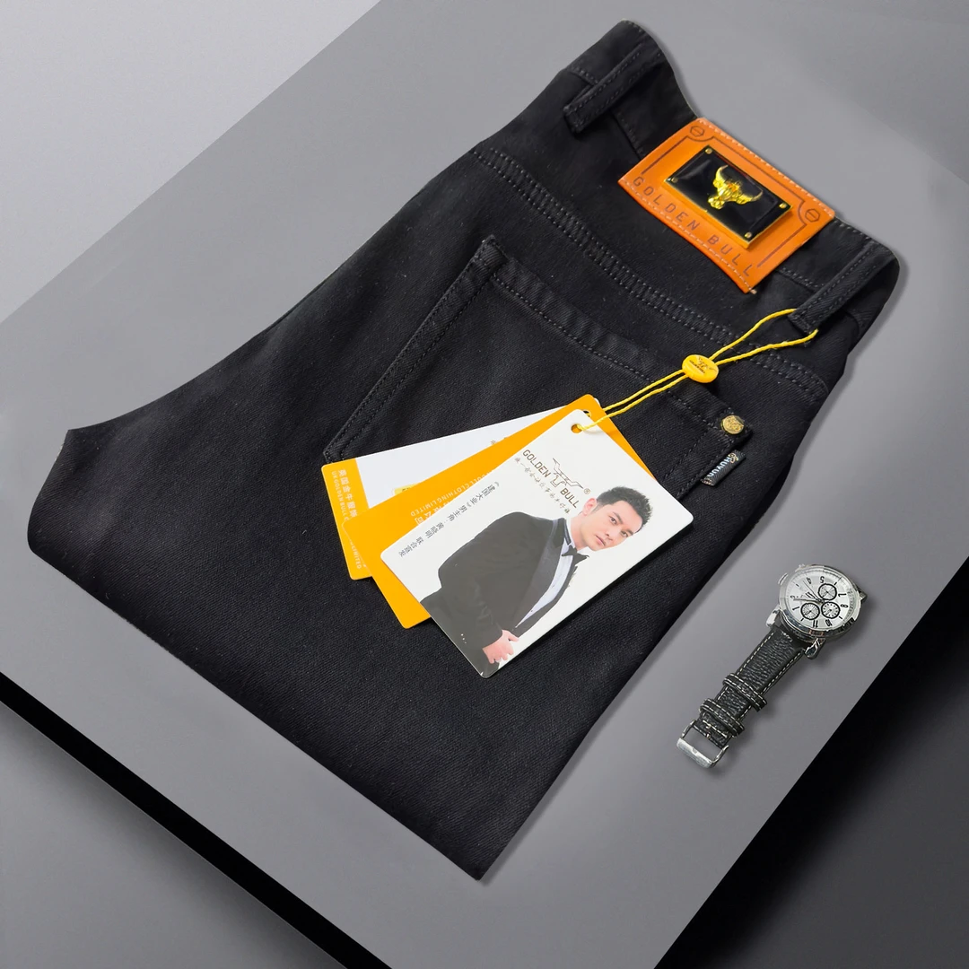 男士秋冬加厚欧货宽松直筒牛仔裤中高腰水洗重工艺百搭弹力