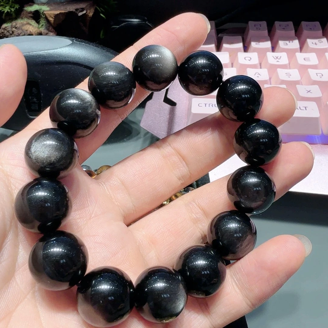 黑曜岩未镶嵌手串天然顶级鹰眼黑曜石手串