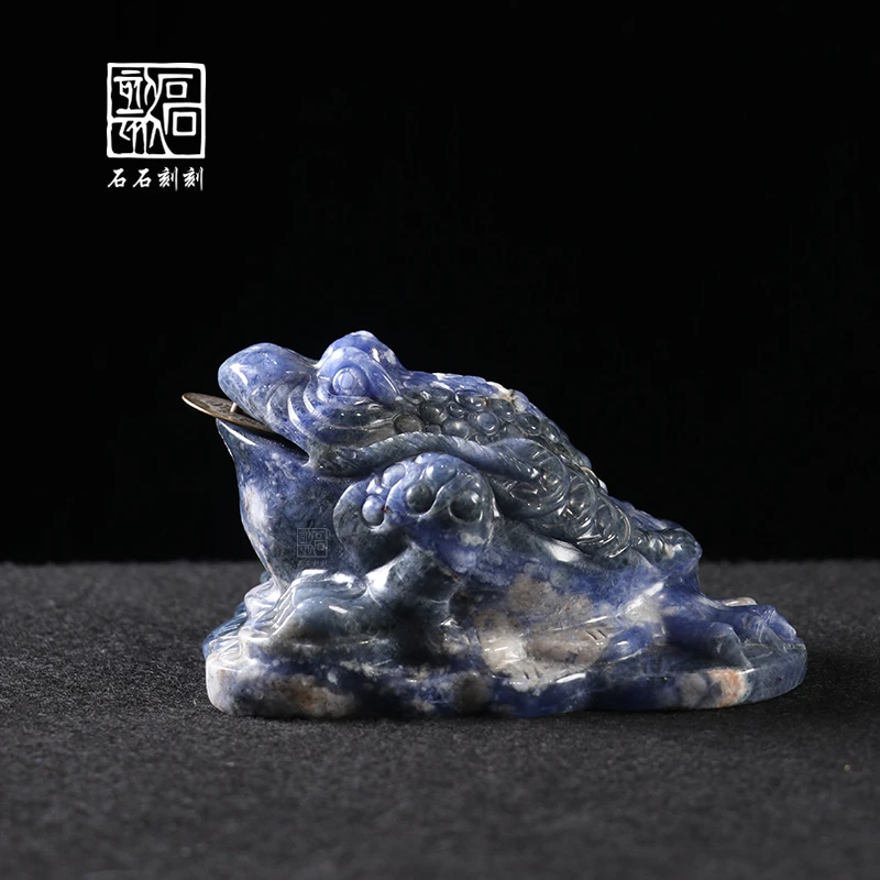 石石刻刻景泰蓝金钱石雕金蟾茶宠摆件金聚财蛤蟆八方来财茶玩摆件