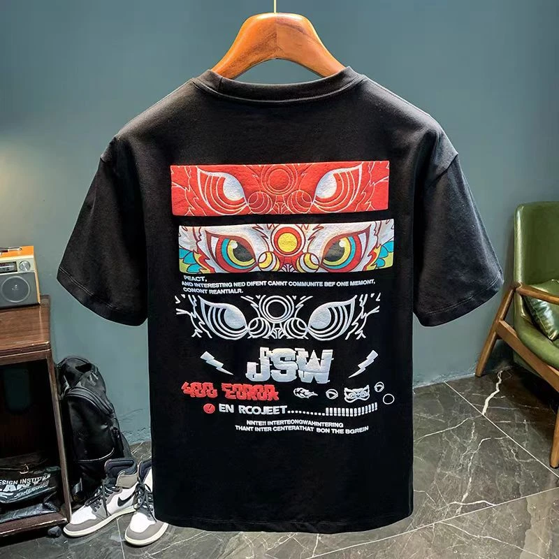 新款2025欧美嘻哈风圆领打底衫上衣短袖t恤男ins潮牌夏季青春流行