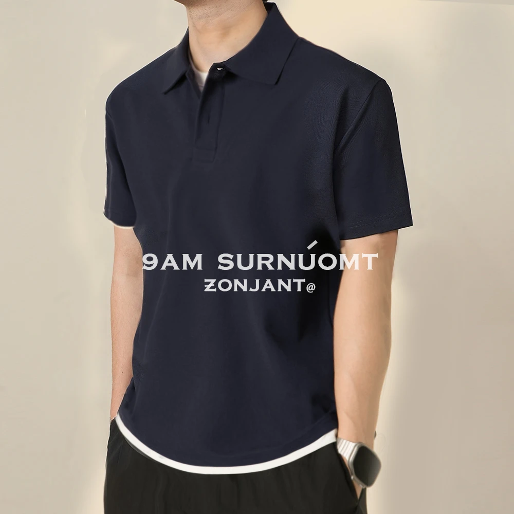 ZONJVNN珠地棉假两件POLO衫休闲高级翻领SORONA+简约宽松