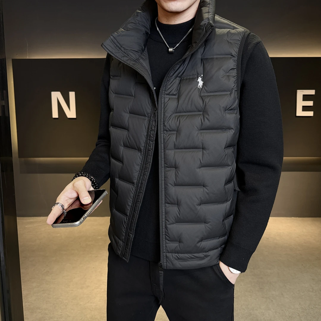 刺绣小马标羽绒马甲男款秋冬款时尚百搭宽松外穿坎肩外套立领马夹