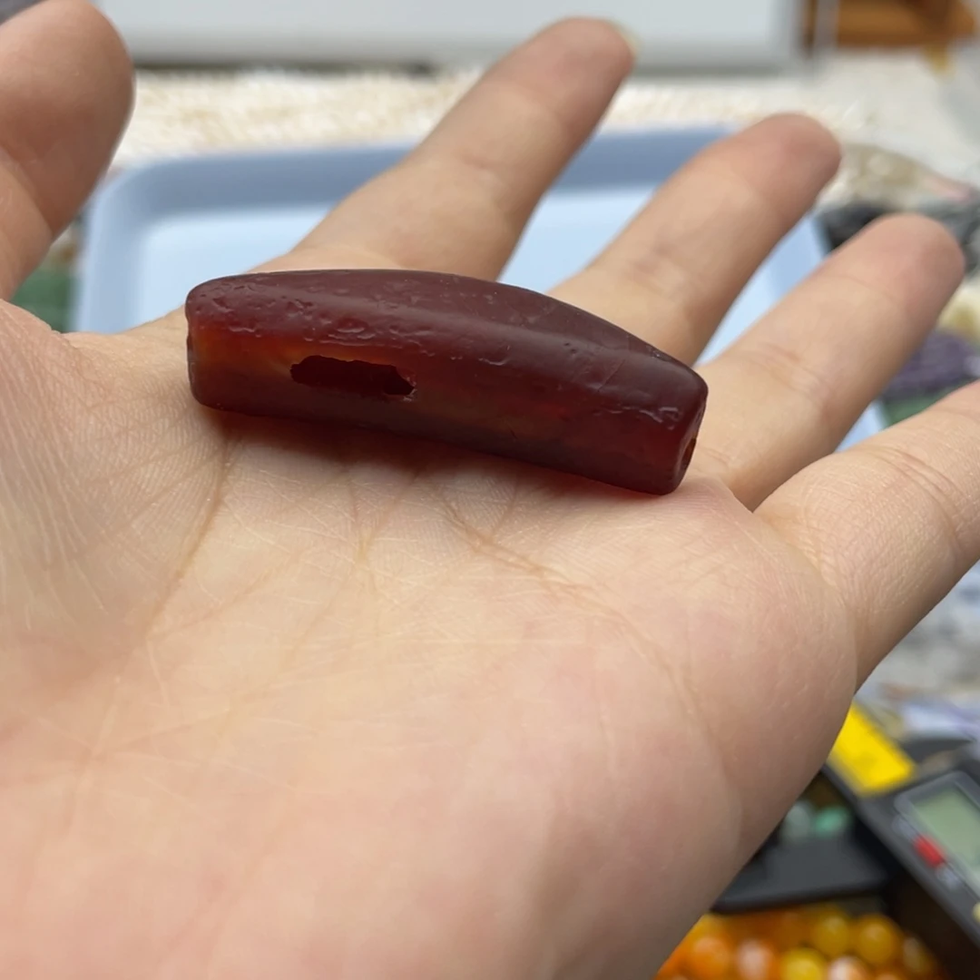 h****未镶嵌玛瑙/玉髓珠宝半成品一个装老玛瑙半月带洞20发货