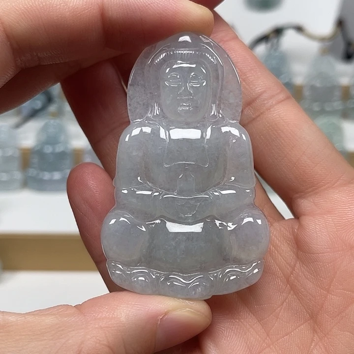 翡翠未镶嵌颈饰天然缅甸翡翠A货观音73号