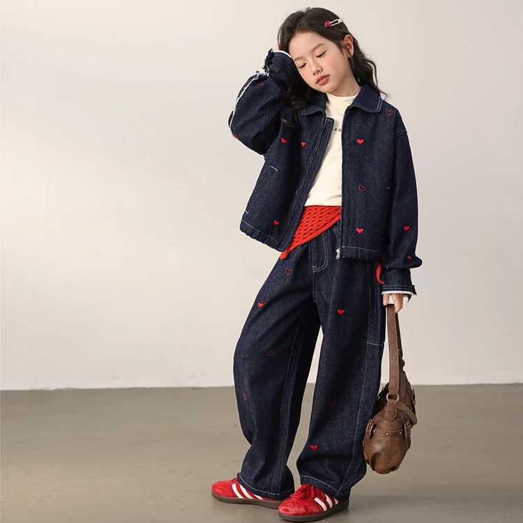女童牛仔套装春秋2025新款洋气女孩高级感时髦秋装爆款两件套潮