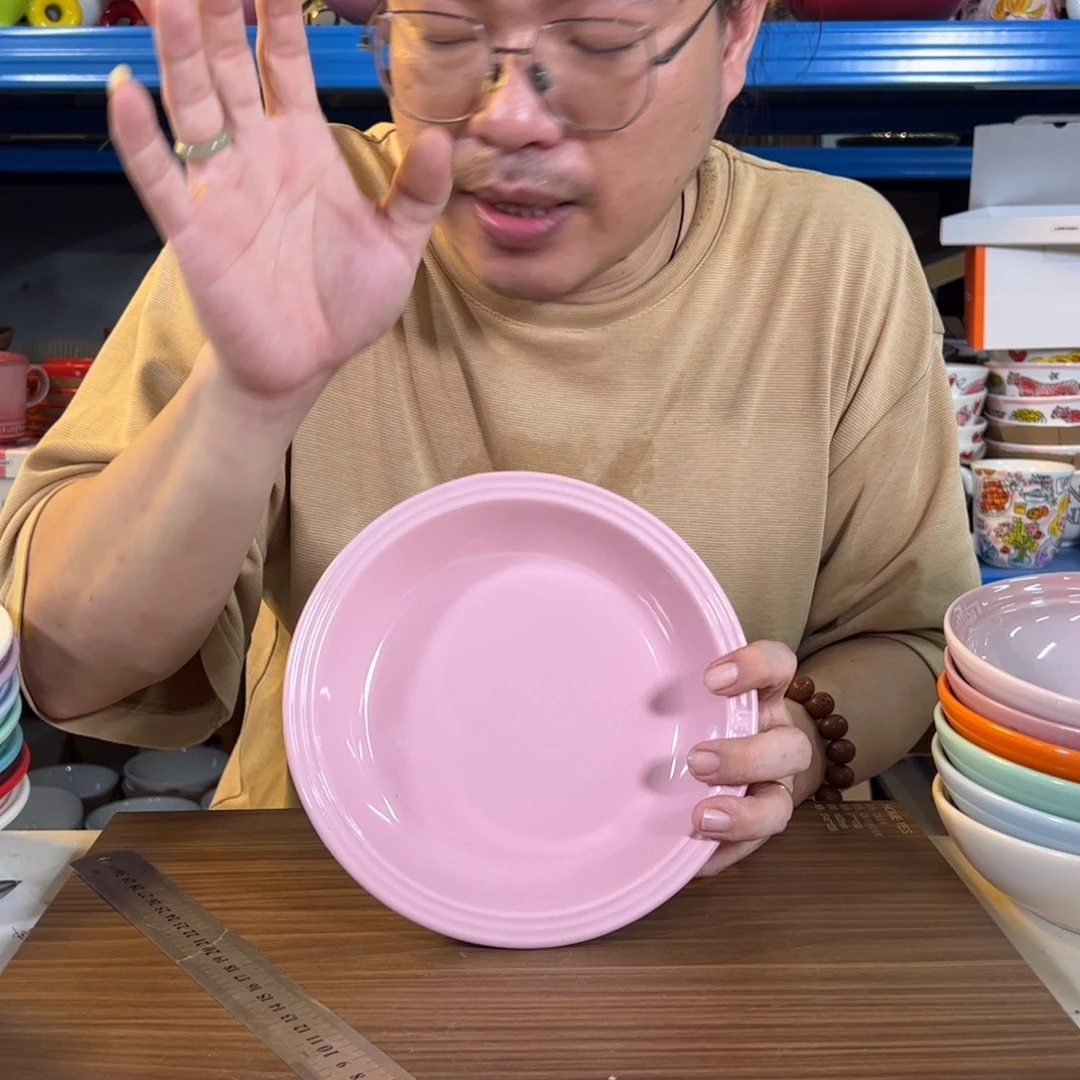陶瓷雪纺粉大草帽盘