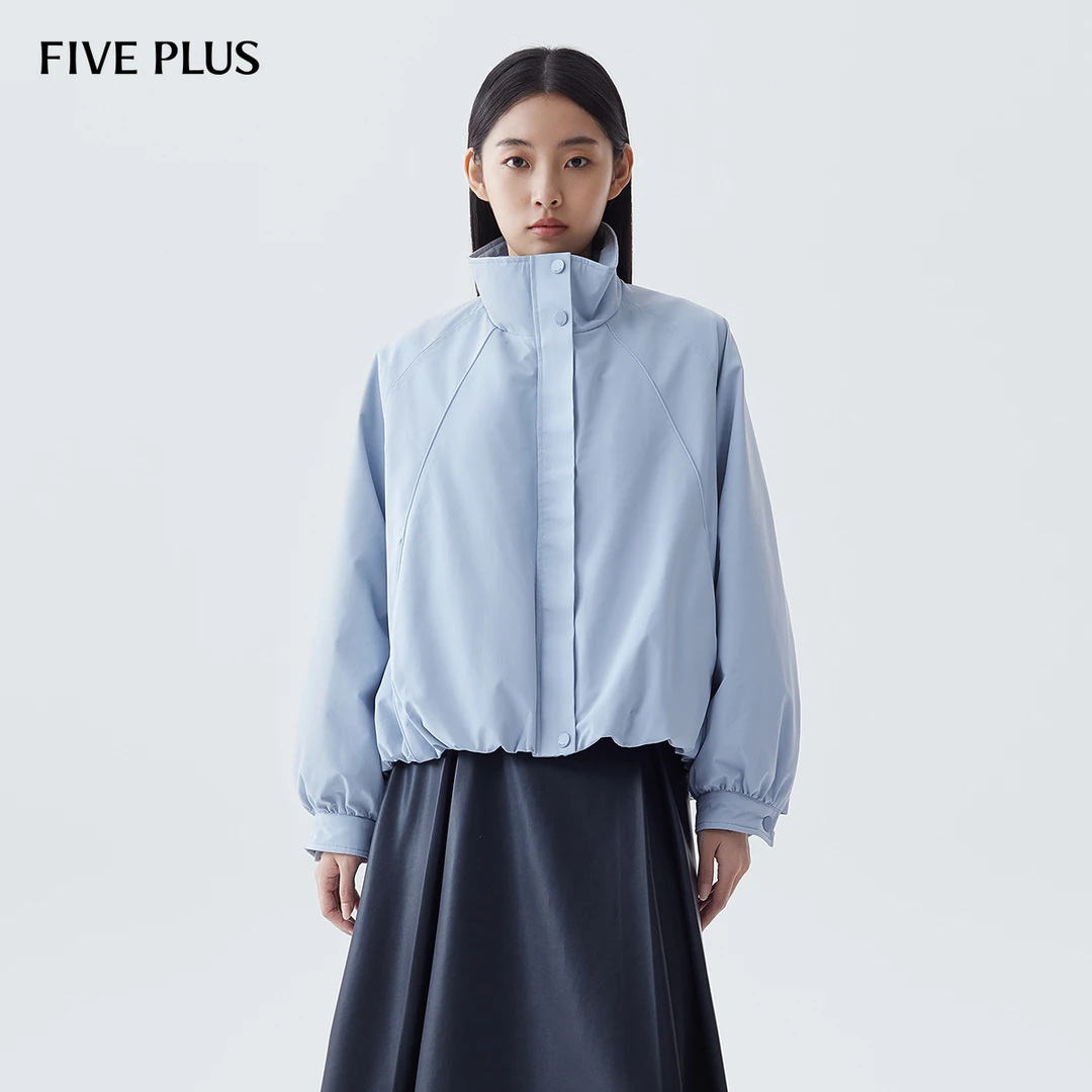 FIVE PLUS冬装立领羽绒服女鸭绒美拉蓝夹克短外套通勤2LA4330130