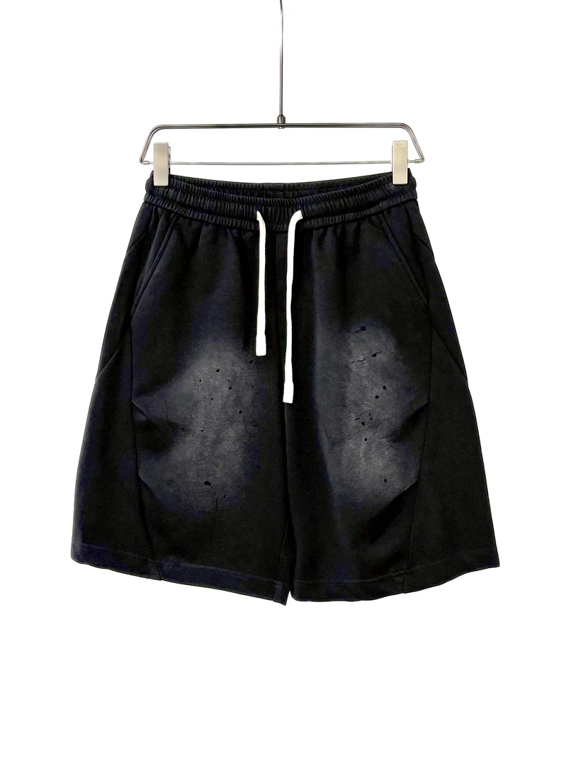 复古针织夏季黑色个性立体剪裁宽松潮牌五分短裤网红潮流裤子男