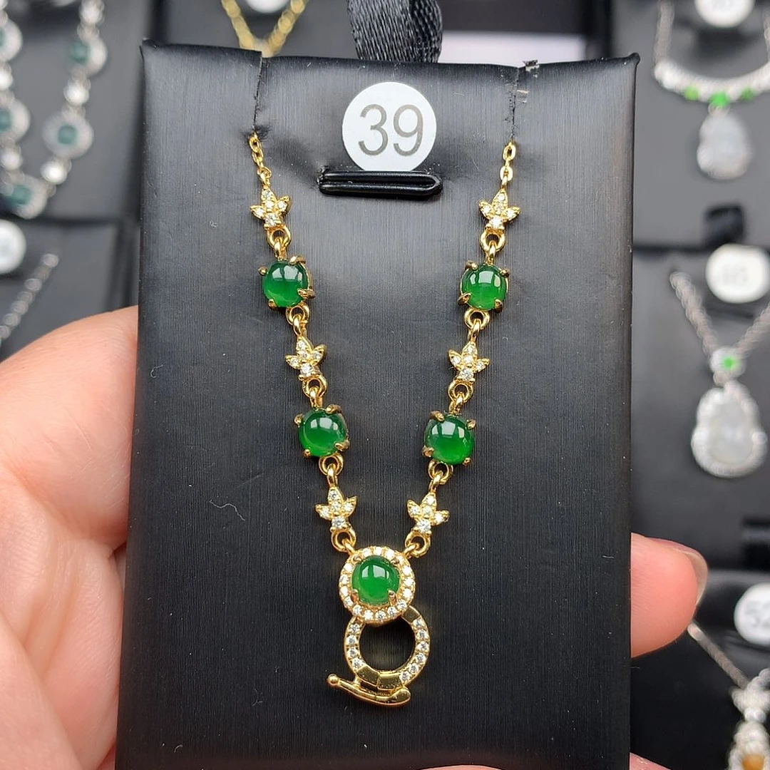 翡翠颈饰银S925镶嵌项链925