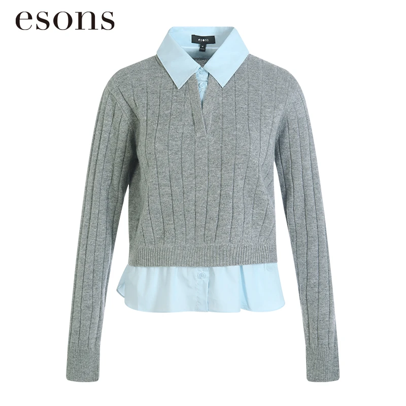 esons/爱城市【商场同款】秋季知性休闲假两件长袖针织衫女36683900