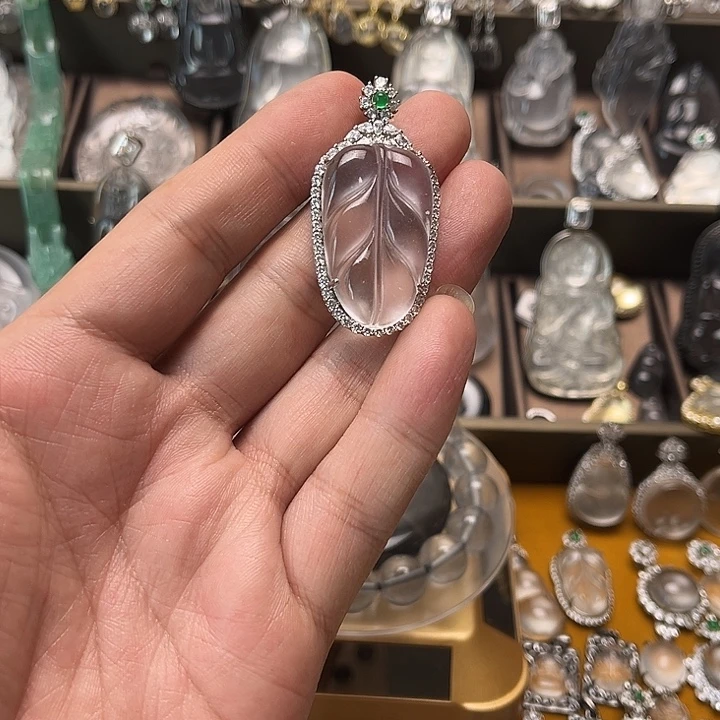 好***到石英质玉银S925镶嵌叶子