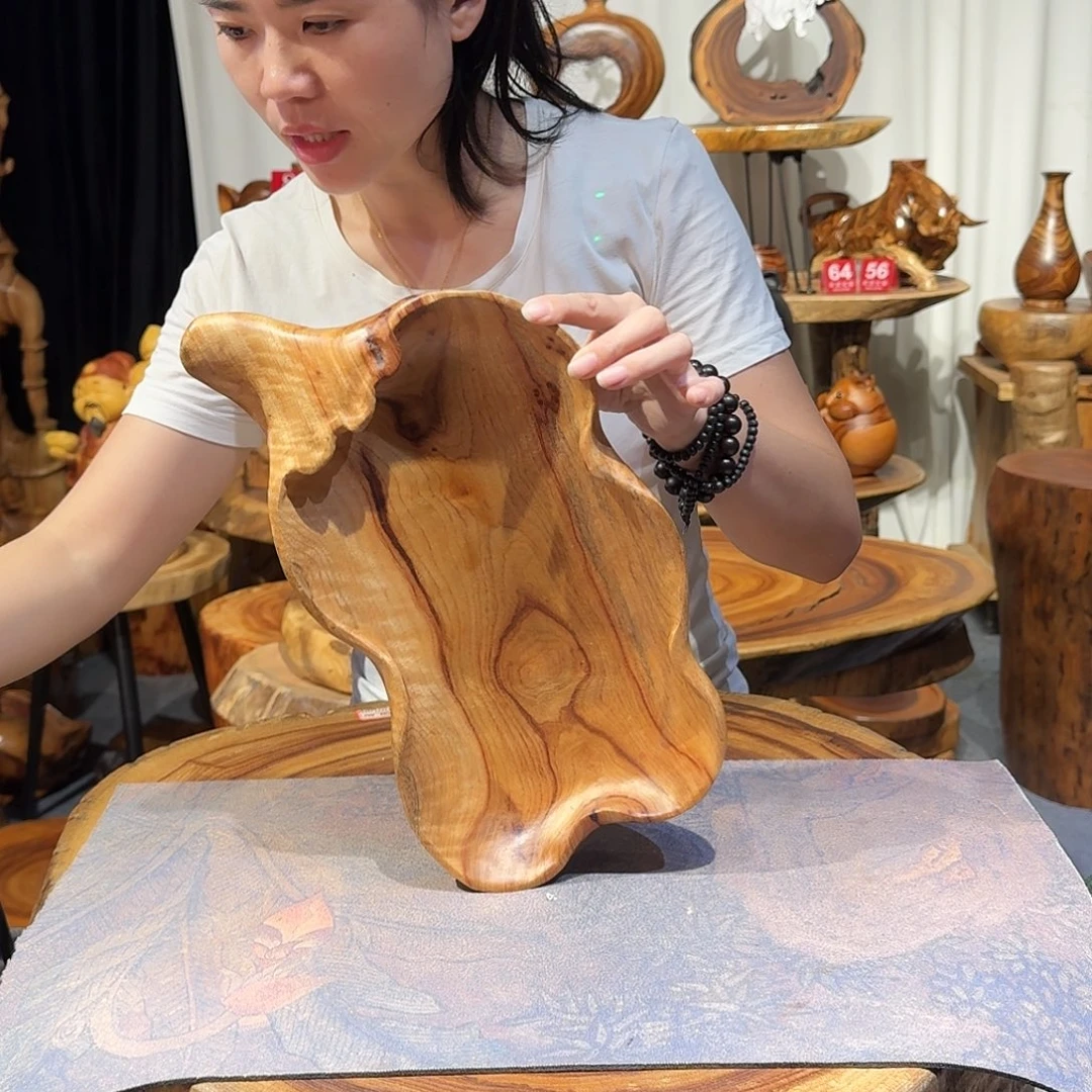 香樟木干泡摆件果盘