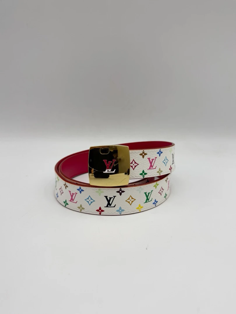 95新 LouisVuitton/路易威登 女款白三彩腰带、皮带85码