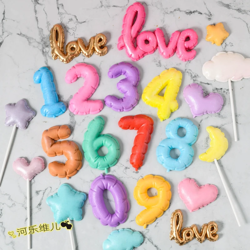 河乐维儿版权大号气球数字love  星星爱心翻糖巧克力蛋糕硅胶模具