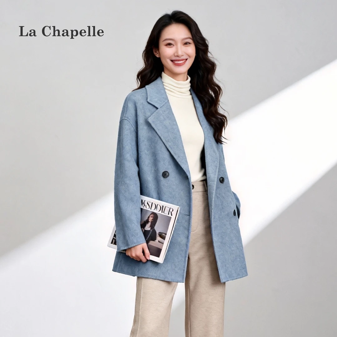 【经典双排扣】软fufu羊毛大衣轻暖不压身战袍拉夏贝尔.25085.CZ宸