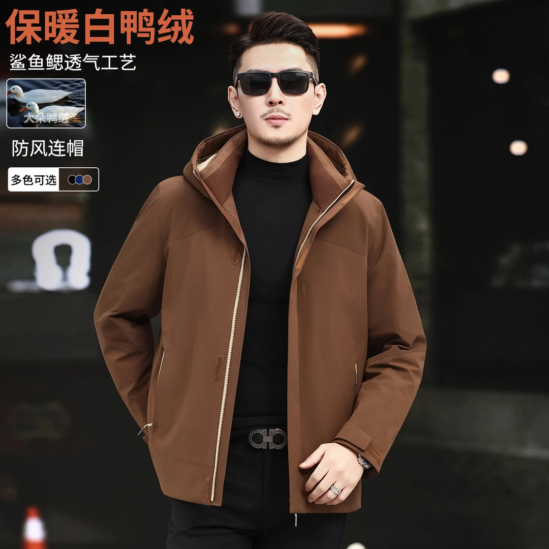 冬季时尚连帽羽绒服潮流新款加厚保暖男士户外防风高端休闲外套