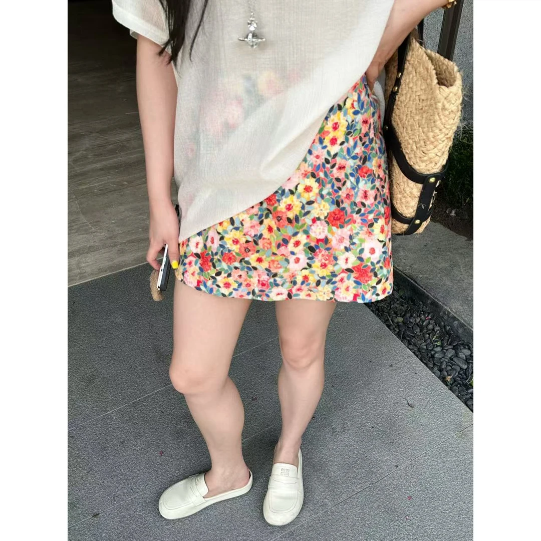 Xiaix【那些花儿】夏季百搭小众设计高腰显瘦A字裙BQ250709