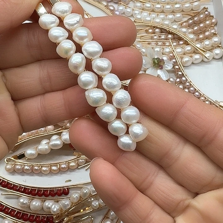 淡水珍珠发饰银S925镶嵌