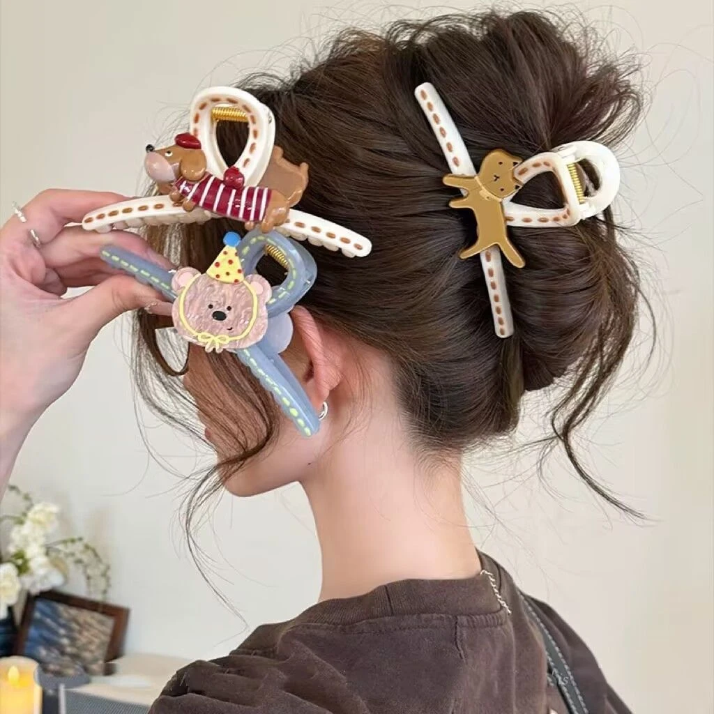 可爱绘韩国2025新款盘发抓夹大号发量大鲨鱼夹高级感发夹后脑勺