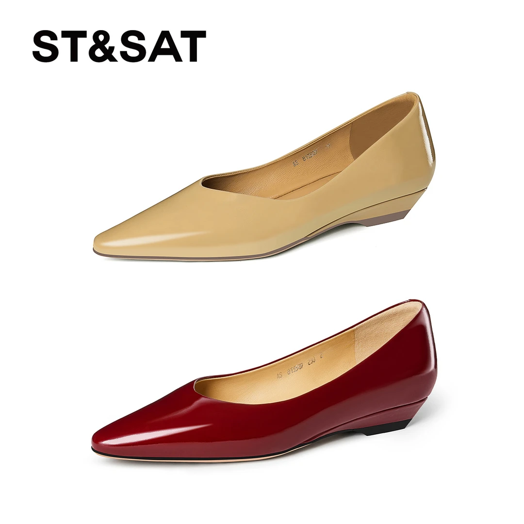 St&Sat/星期六气质新款百搭单鞋浅口舒适尖头时尚低跟法式女鞋