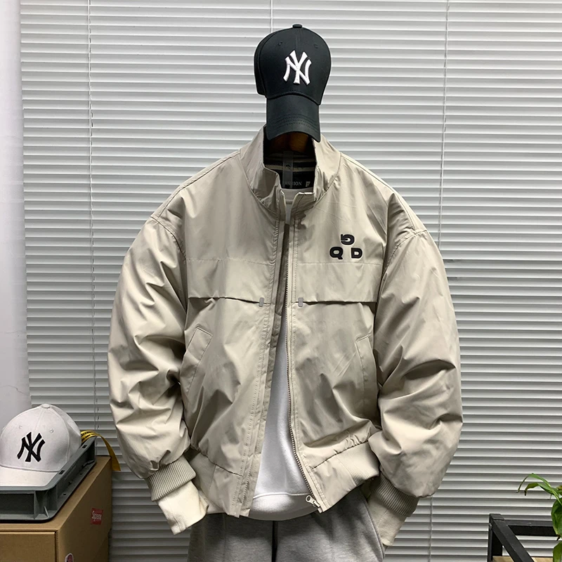 美式立领夹克男款春秋新款潮牌休闲宽松百搭简约高级感工装外套