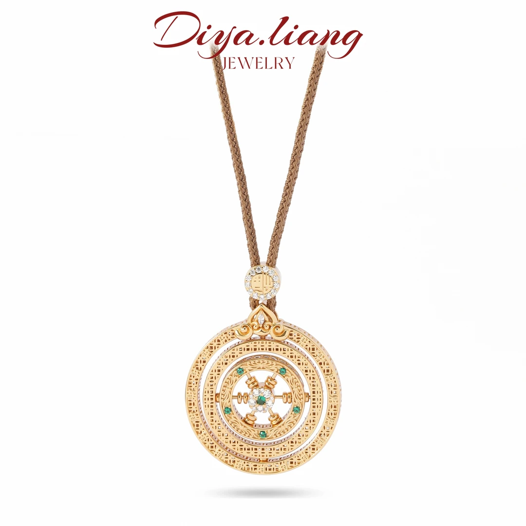 坠链均925银 梁雅帝新品【万福十字轮盘】重工气质纯银项链