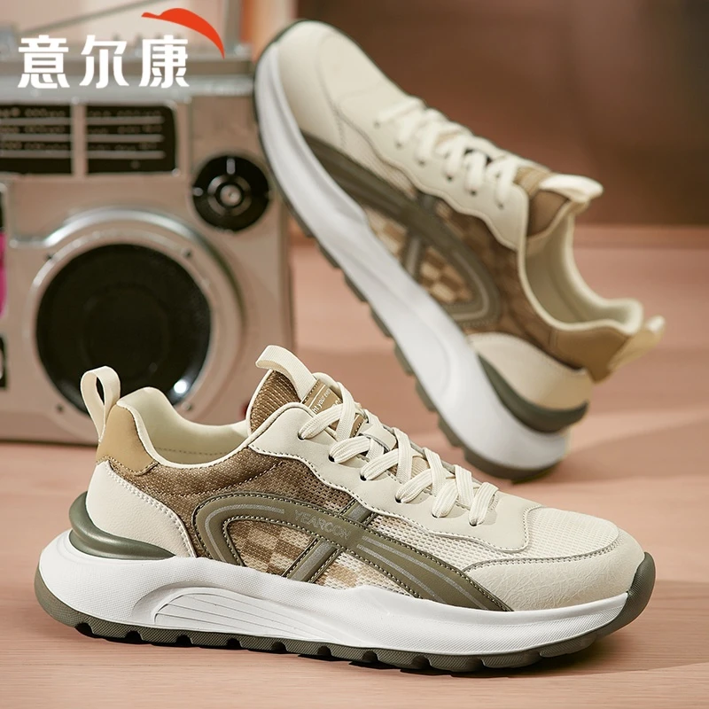 意尔康男鞋夏季2025新款爆款皮面网面鞋登山跑步休闲运动鞋学生党