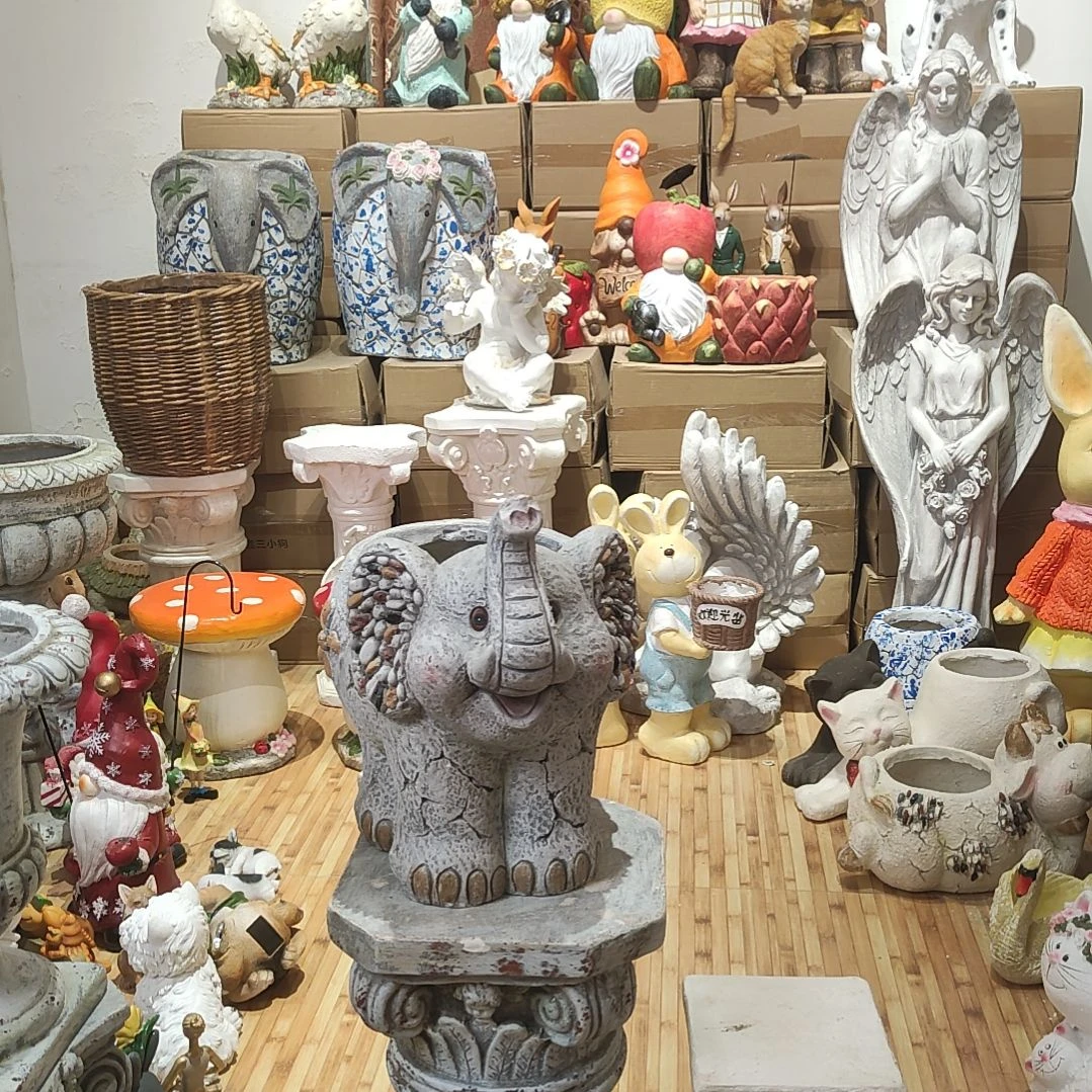 合成树脂氧化镁灰色小象花盆