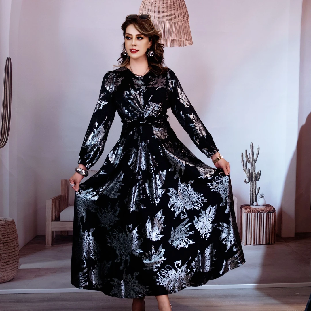 【2526＃】法式飘逸时尚收腰显瘦印花连衣裙女新款海边度假裙