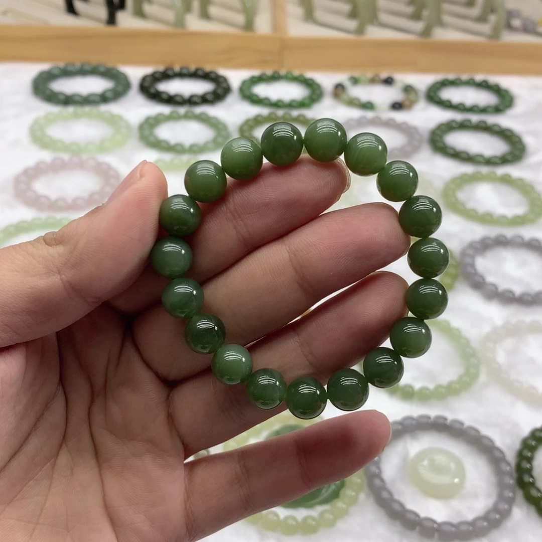 和田玉未镶嵌手串（碧玉9.8）
