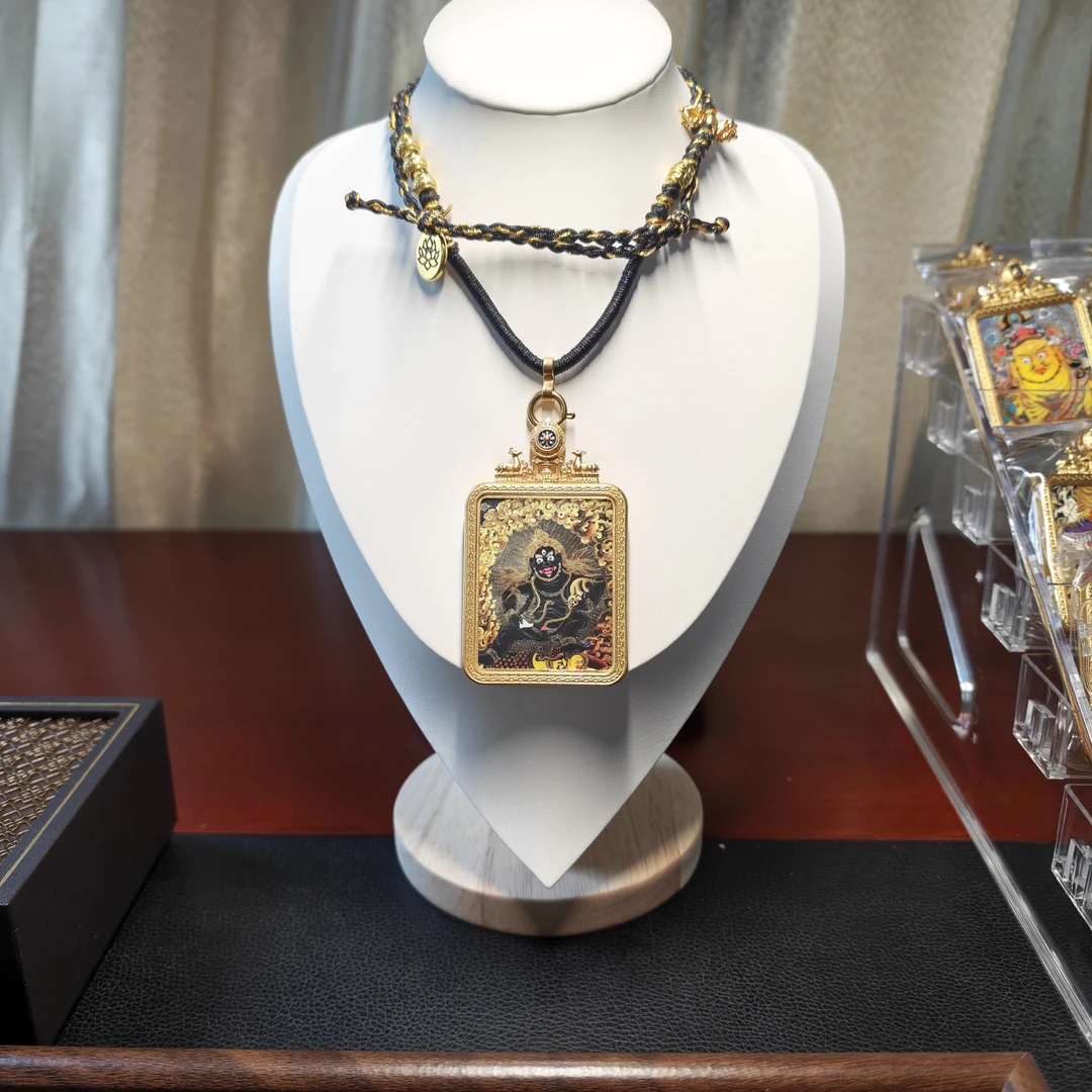 黑财神唐卡脖挂车挂升级铜壳重工壳子平安护佑招财吊坠