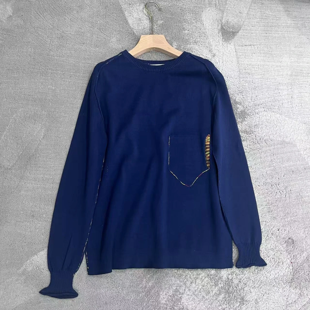 25早春休闲韩版设计套头圆领全棉毛衣