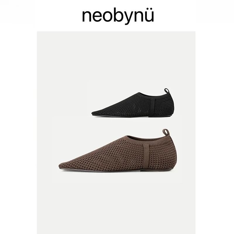 【云感】镂空飞织网面编织透气夏季复古优雅平底时尚休闲单鞋软底