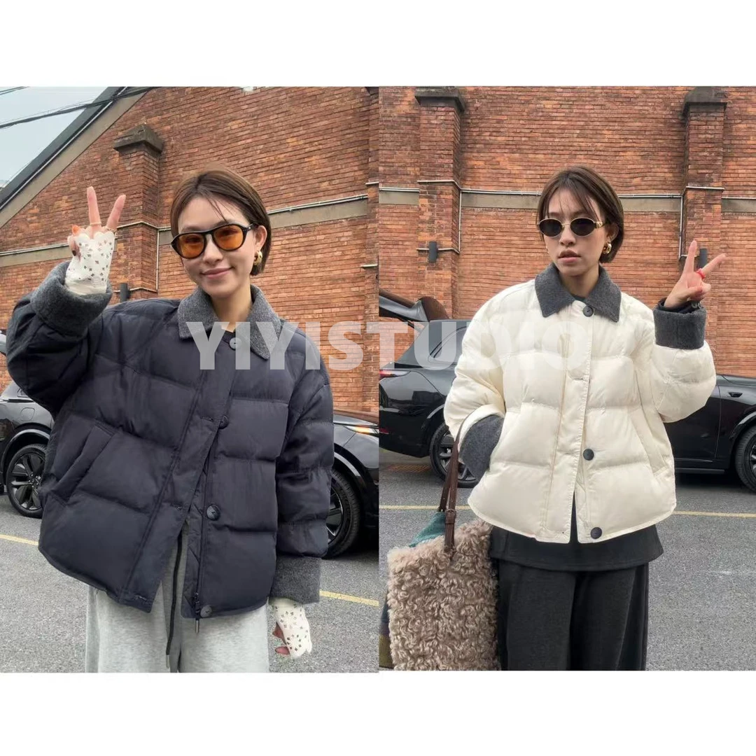 【意意】冬季时尚洋气白鸭绒加厚保暖显瘦翻领羽绒服 Y-0241