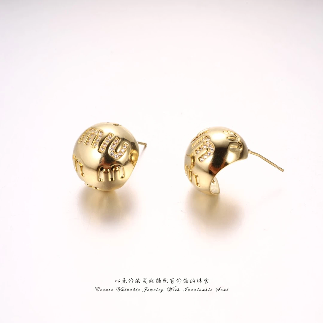 铜合金锆石耳饰 金色小巧百搭镶嵌耳环 KG-C-30728