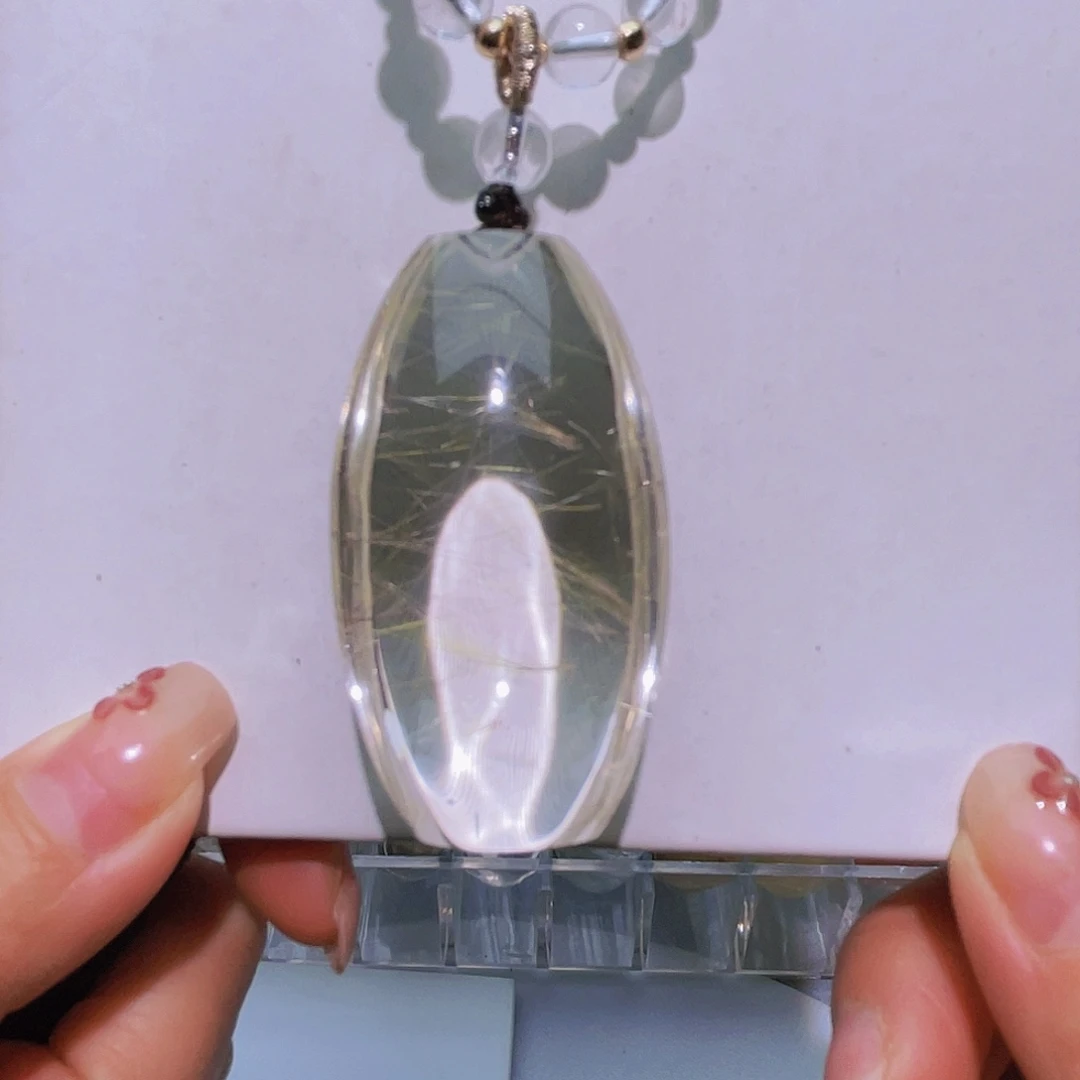 未镶嵌颈饰水晶天然冰透发晶吊坠