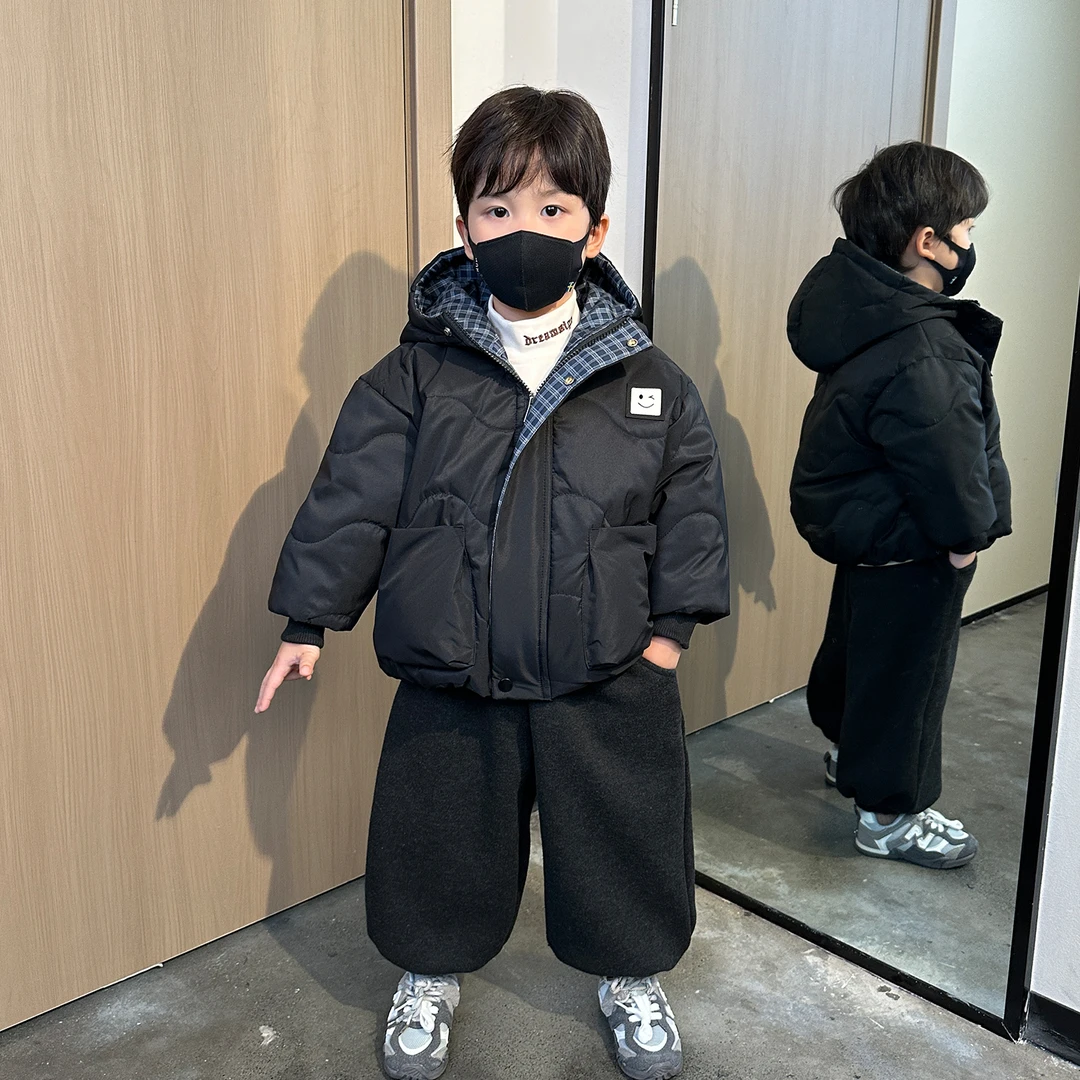 男童冬季加绒棉服2025新款保暖男孩时髦棉衣儿童冬装加厚棉袄外套