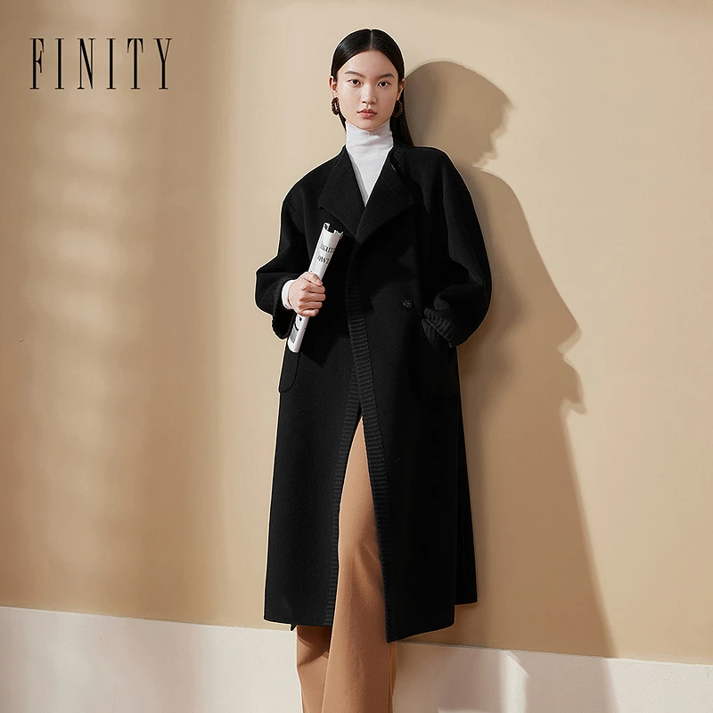 【粉丝专享】FINITY 新款毛呢外套气质时尚双面呢过膝 F21X9B57D4