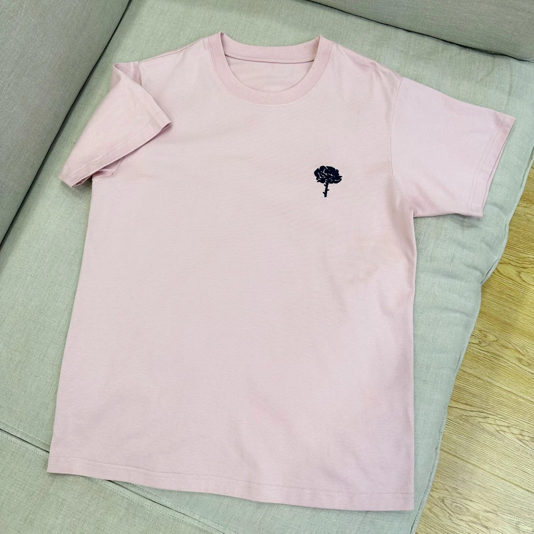 新款玫瑰刺绣简约百搭圆领短袖T恤MA5SYDZ0642