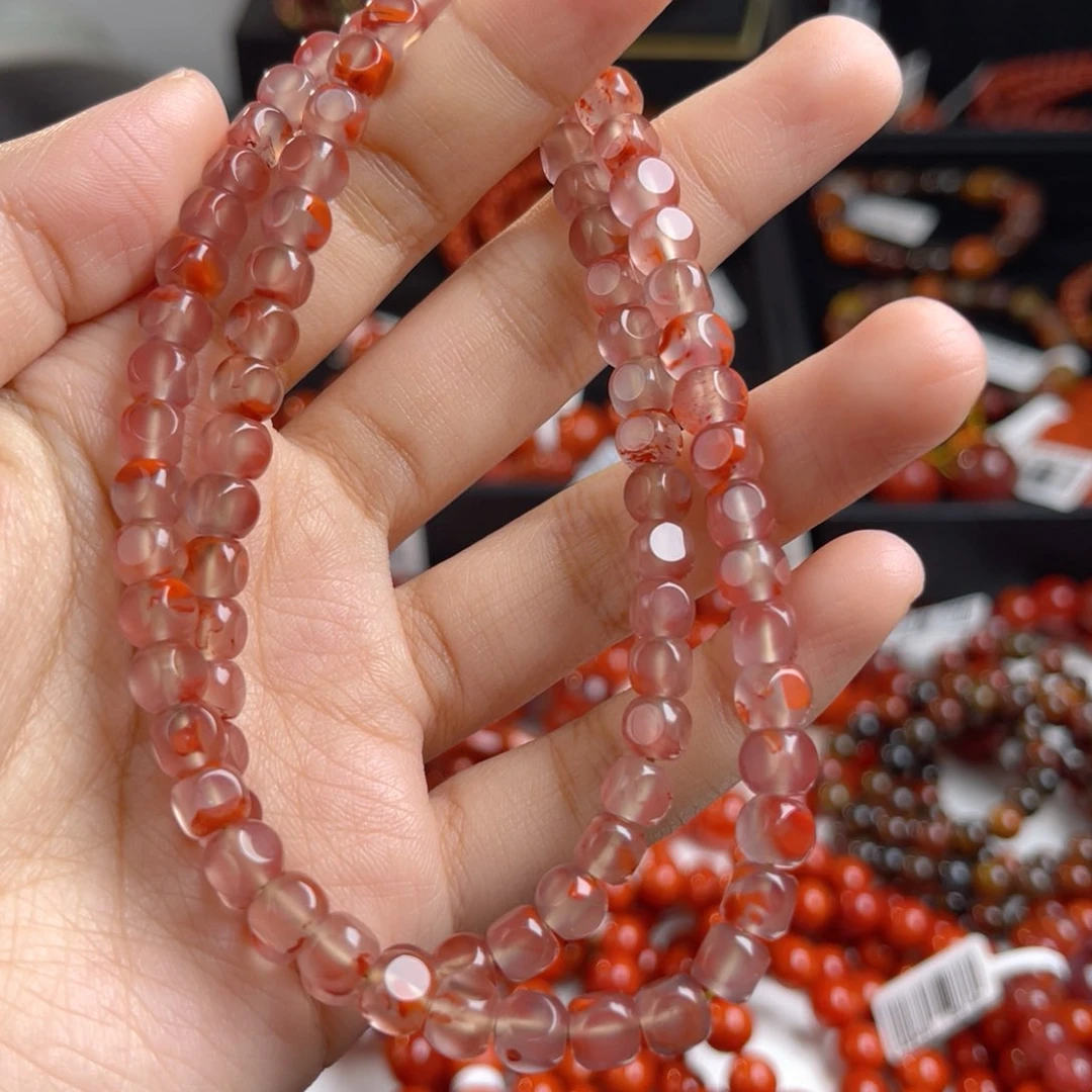 未镶嵌冰飘六方珠项链5m南红玛瑙