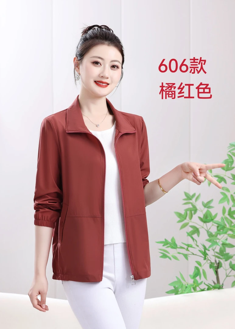 606女装外套妈妈装防晒衣轻薄春秋短款时尚户外休闲夏季薄款宽松