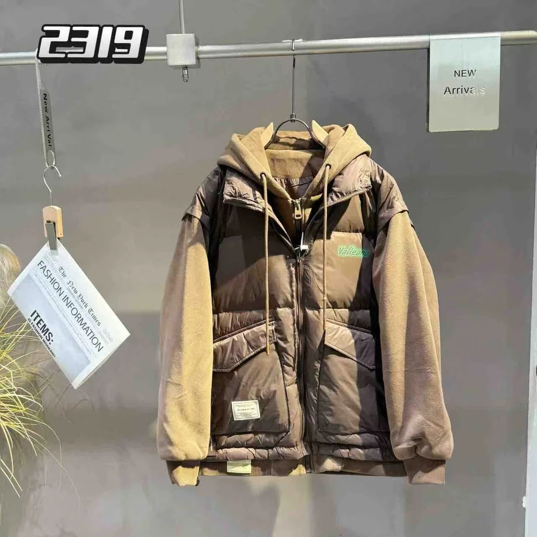 2【帅姐自留】女款亲子款秋冬拼接假两件羽绒防寒服时尚2319
