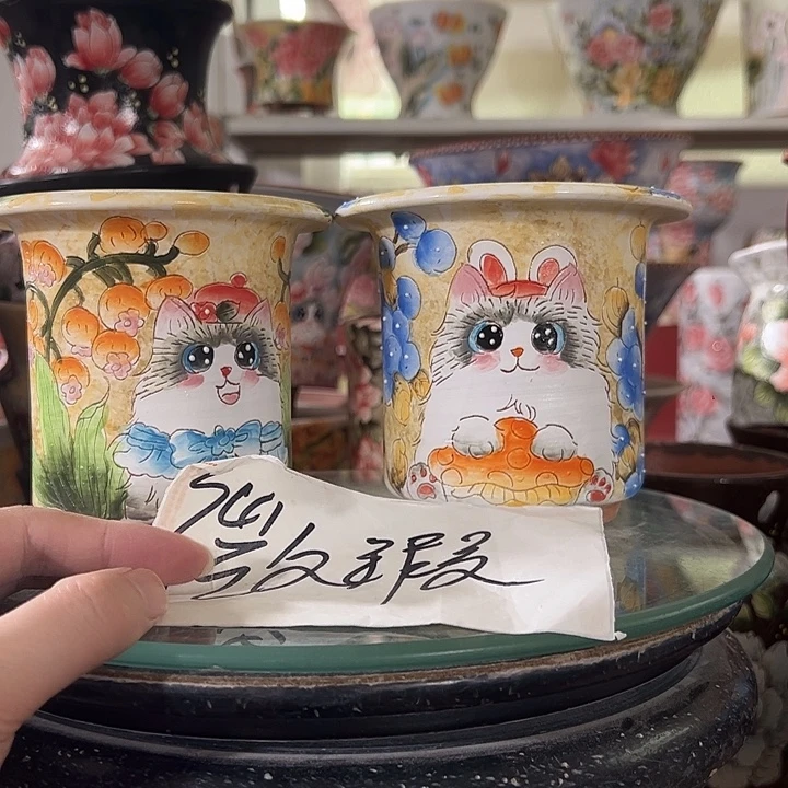 景德镇手绘花盆 满38包邮