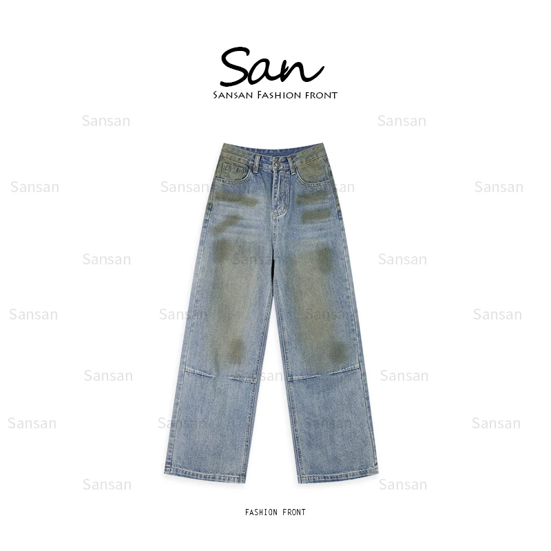 【SANSAN】极简设计感百搭时尚高腰重工水洗显瘦牛仔裤DY-10082