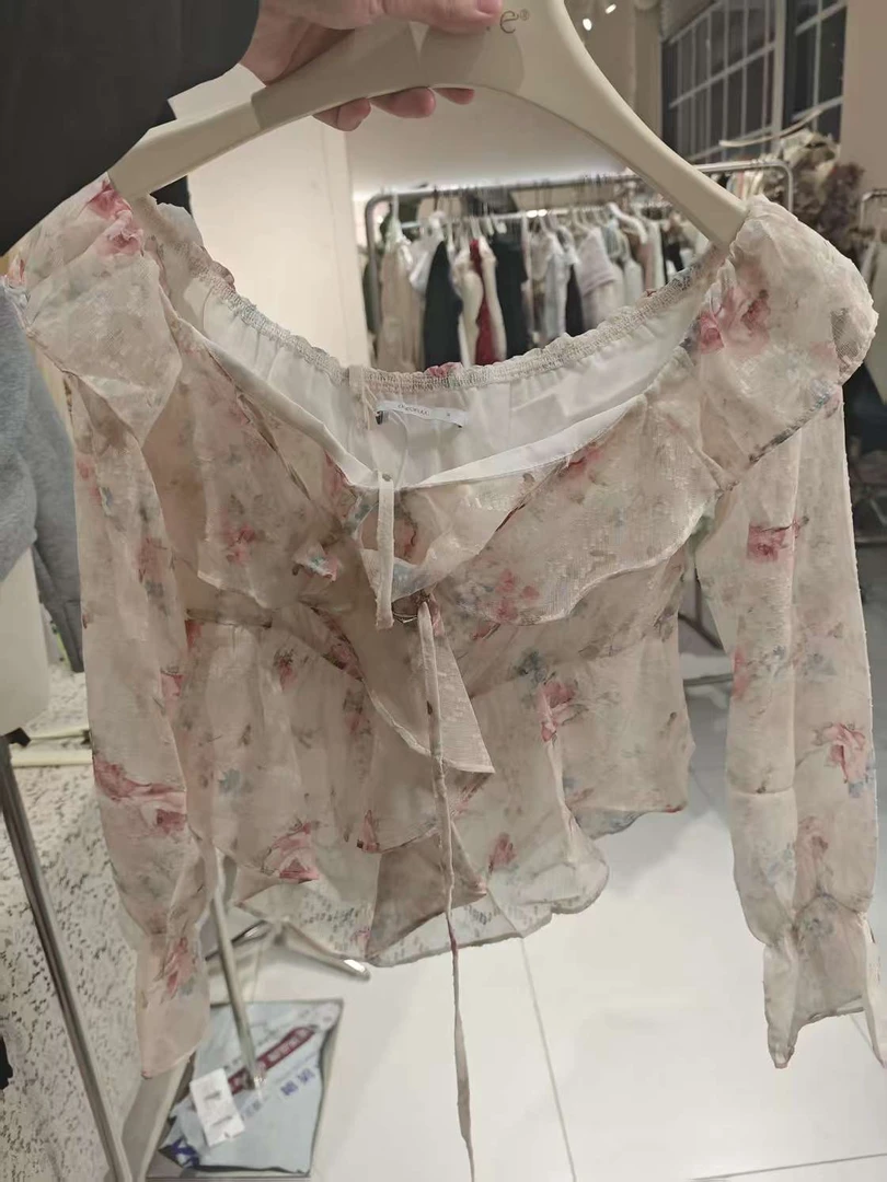 LHTE青青大码女装 春夏款碎花长袖薄款大码上衣C7129碎花