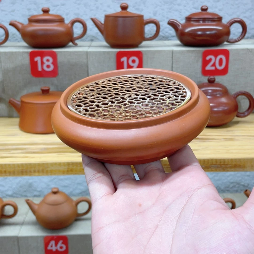 茶壶紫砂开播浮力镂空壶承小号直接拍