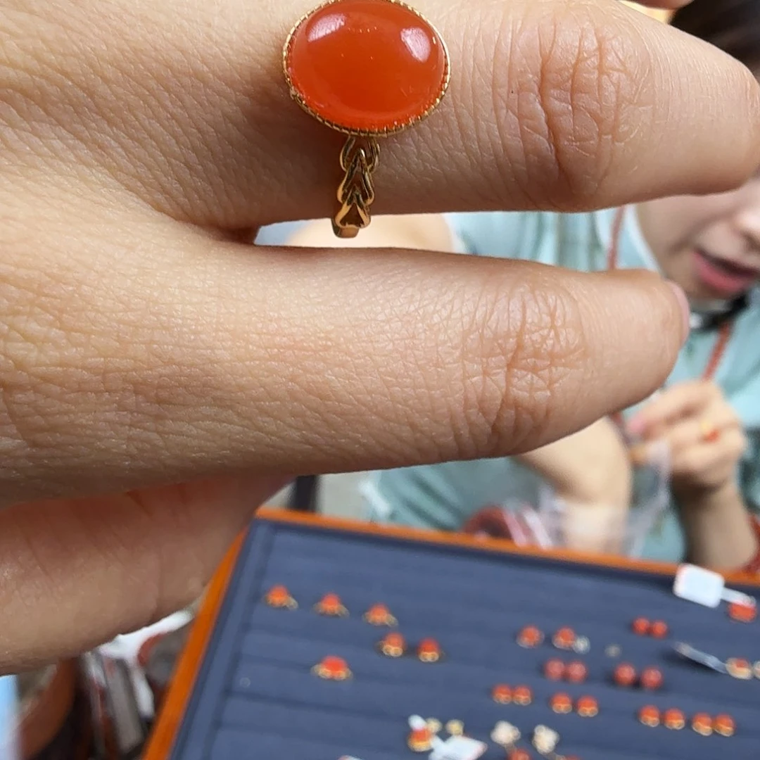 手链银S925镀金镶嵌南红玛瑙戒指